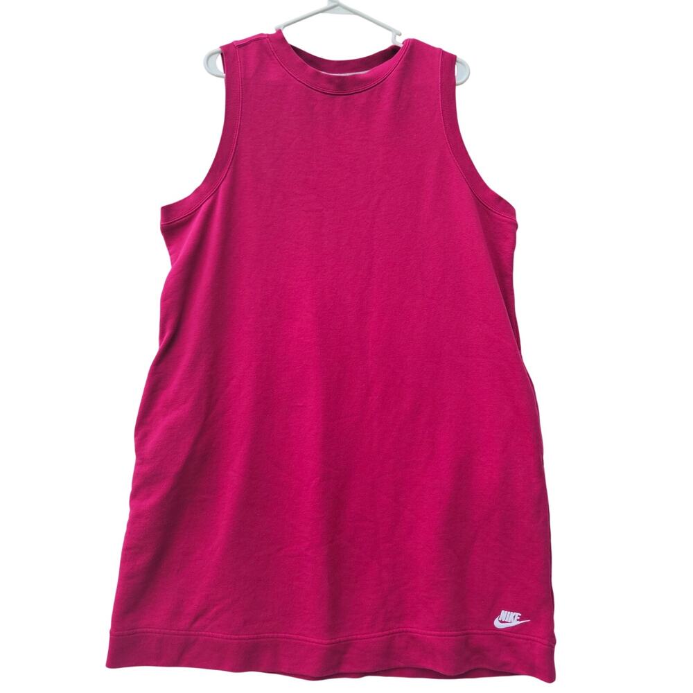 Nike Pink Sleeveless Sweatshirt Dress XXL Embroidered Logo Pockets